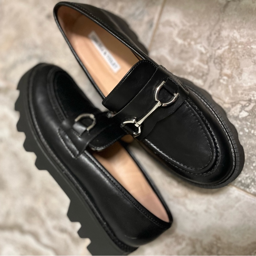 Chelsea and violet loafers.